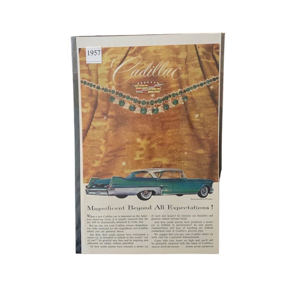 Vintage 1957 Cadillac Harry Winston Jewels Advertisement Ad Advertising